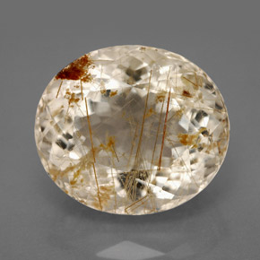 13.26 ct Yellow Rutile Quartz Gemstone, Rutile Quartz Gem in Oval Facet Shape for Sale.