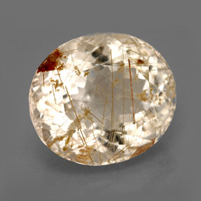 13.26 ct Yellow Rutile Quartz Stone, Natural Rutile Quartz in Oval Facet Shape for Sale