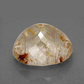 Rutile Quartz Gemstone in 16.2 x 14.2 mm Size for Sale, Rutile Quartz Stone in Colorless Golden Color