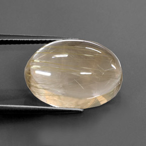 13.66 ct Yellow Rutile Quartz Gemstone, Rutile Quartz Gem in Oval Cabochon Shape for Sale.