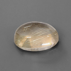 13.66 ct Yellow Rutile Quartz Stone, Natural Rutile Quartz in Oval Cabochon Shape for Sale