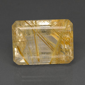 37.16 ct Yellow Rutile Quartz Gemstone, Rutile Quartz Gem in Octagon Facet Shape for Sale.