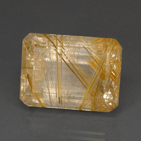 37.16 ct Yellow Rutile Quartz Stone, Natural Rutile Quartz in Octagon Facet Shape for Sale