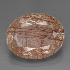 51.41 ct Brown Rutile Quartz Gemstone, Rutile Quartz Gem in Oval Facet Shape for Sale.