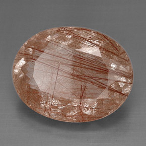51.41 ct Brown Rutile Quartz Stone, Natural Rutile Quartz in Oval Facet Shape for Sale