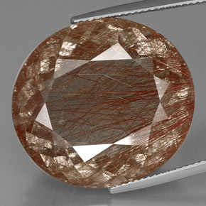 40.74 ct Brown Rutile Quartz Gemstone, Rutile Quartz Gem in Oval Facet Shape for Sale.