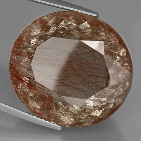 40.74 ct Brown Rutile Quartz Stone, Natural Rutile Quartz in Oval Facet Shape for Sale