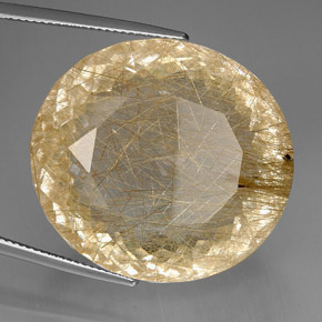 95.96 ct Yellow Rutile Quartz Stone, Natural Rutile Quartz in Oval Facet Shape for Sale