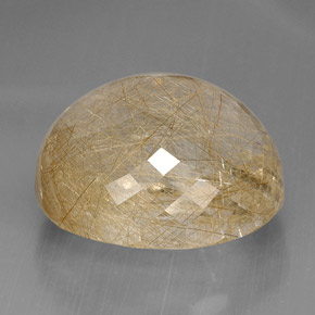 Rutile Quartz Gemstone in 29.2 x 26.5 mm Size for Sale, Rutile Quartz Stone in Colorless Golden Color