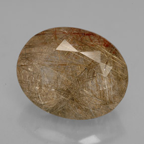 10.90 ct Brown Rutile Quartz Gemstone, Rutile Quartz Gem in Oval Facet Shape for Sale.