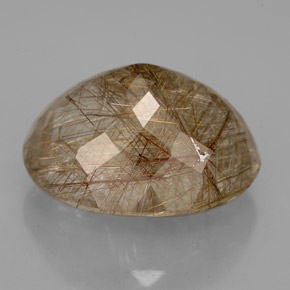 Rutile Quartz Gemstone in 15.8 x 12.8 mm Size for Sale, Rutile Quartz Stone in Golden Brown Color