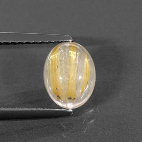 1.50 ct Yellow Rutile Quartz Stone, Natural Rutile Quartz in Oval Cabochon Shape for Sale