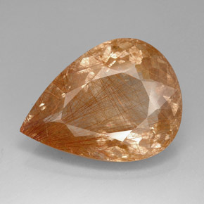 83.74 ct Brown Rutile Quartz Gemstone, Rutile Quartz Gem in Pear Facet Shape for Sale.