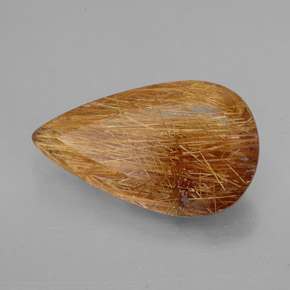4.38 ct Brown Rutile Quartz Stone, Natural Rutile Quartz in Pear Facet Shape for Sale