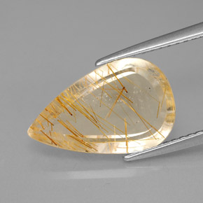 4.10 ct Yellow Rutile Quartz Gemstone, Rutile Quartz Gem in Pear Facet Shape for Sale.