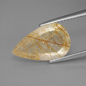 4.20 ct Yellow Rutile Quartz Gemstone, Rutile Quartz Gem in Pear Facet Shape for Sale.