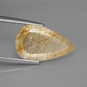 4.20 ct Yellow Rutile Quartz Stone, Natural Rutile Quartz in Pear Facet Shape for Sale
