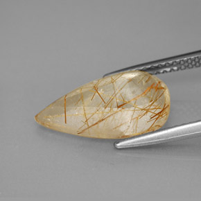 Rutile Quartz Gemstone in 15.2 x 9.3 mm Size for Sale, Rutile Quartz Stone in Colorless Golden Color
