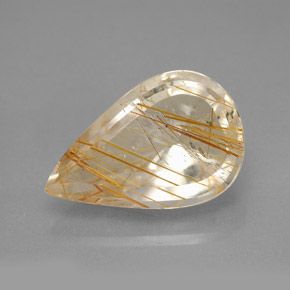 5.90 ct Yellow Rutile Quartz Gemstone, Rutile Quartz Gem in Pear Facet Shape for Sale.