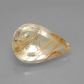5.90 ct Yellow Rutile Quartz Stone, Natural Rutile Quartz in Pear Facet Shape for Sale