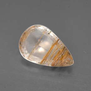 3.41 ct Colorless Rutile Quartz Gemstone, Rutile Quartz Gem in Pear Facet Shape for Sale.