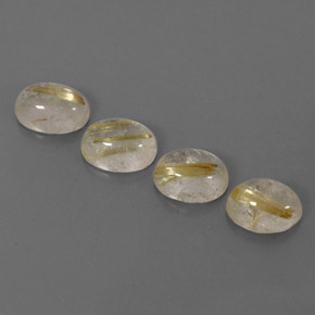 5.94 ct Yellow Rutile Quartz Gemstone, Rutile Quartz Gem in Oval Cabochon Shape for Sale.