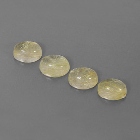 6.10 ct Yellow Rutile Quartz Stone, Natural Rutile Quartz in Oval Cabochon Shape for Sale