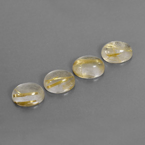 6.04 ct Yellow Rutile Quartz Gemstone, Rutile Quartz Gem in Oval Cabochon Shape for Sale.