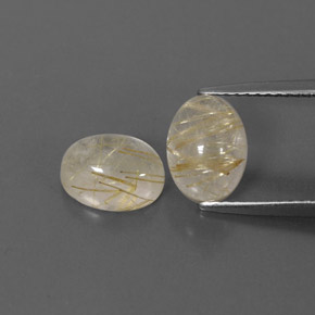 3.44 ct Yellow Rutile Quartz Gemstone, Rutile Quartz Gem in Oval Cabochon Shape for Sale.