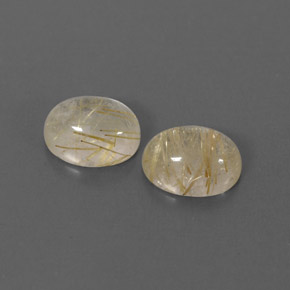 3.44 ct Yellow Rutile Quartz Stone, Natural Rutile Quartz in Oval Cabochon Shape for Sale
