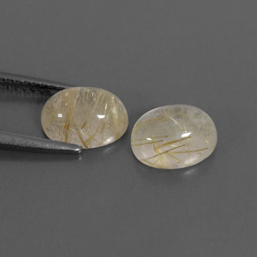 Rutile Quartz Gemstone in 8.3 x 6.3 mm Size for Sale, Rutile Quartz Stone in Colorless Golden Color