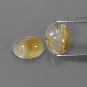 2.71 ct Yellow Rutile Quartz Stone, Natural Rutile Quartz in Oval Cabochon Shape for Sale