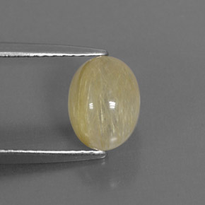 1.82 ct Yellow Rutile Quartz Gemstone, Rutile Quartz Gem in Oval Cabochon Shape for Sale.