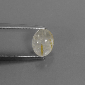 1.47 ct Yellow Rutile Quartz Stone, Natural Rutile Quartz in Oval Cabochon Shape for Sale