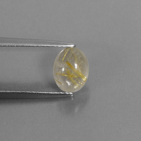 1.48 ct Yellow Rutile Quartz Stone, Natural Rutile Quartz in Oval Cabochon Shape for Sale