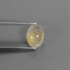 1.61 ct Yellow Rutile Quartz Stone, Natural Rutile Quartz in Oval Cabochon Shape for Sale