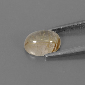1.47 ct Yellow Rutile Quartz Gemstone, Rutile Quartz Gem in Oval Cabochon Shape for Sale.