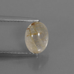 Rutile Quartz Gemstone in 8 x 6 mm (calibrated) Size for Sale, Rutile Quartz Stone in Colorless Golden Color