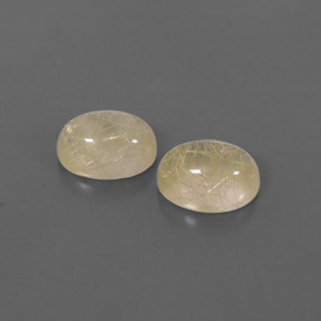 3.18 ct Yellow Rutile Quartz Gemstone, Rutile Quartz Gem in Oval Cabochon Shape for Sale.