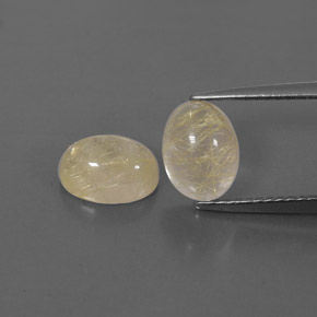 3.18 ct Yellow Rutile Quartz Stone, Natural Rutile Quartz in Oval Cabochon Shape for Sale