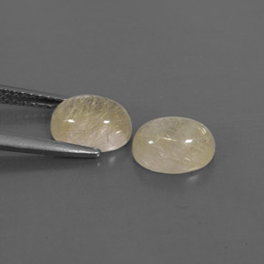 Rutile Quartz Gemstone in 8 x 6 mm (calibrated) Size for Sale, Rutile Quartz Stone in Colorless Golden Color