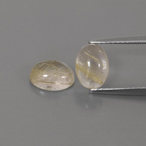 2.76 ct Yellow Rutile Quartz Stone, Natural Rutile Quartz in Oval Cabochon Shape for Sale