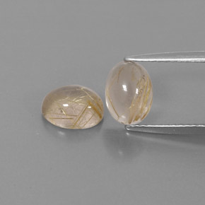 2.77 ct Yellow Rutile Quartz Stone, Natural Rutile Quartz in Oval Cabochon Shape for Sale
