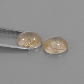 Rutile Quartz Gemstone in 8 x 6 mm (calibrated) Size for Sale, Rutile Quartz Stone in Colorless Golden Color