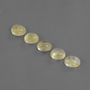 7.90 ct Yellow Rutile Quartz Stone, Natural Rutile Quartz in Oval Cabochon Shape for Sale