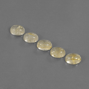 7.77 ct Yellow Rutile Quartz Gemstone, Rutile Quartz Gem in Oval Cabochon Shape for Sale.