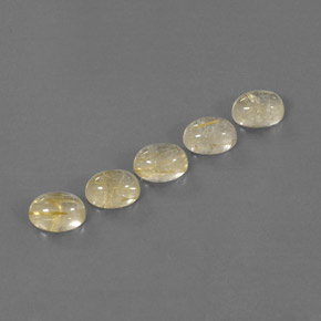 7.77 ct Yellow Rutile Quartz Stone, Natural Rutile Quartz in Oval Cabochon Shape for Sale