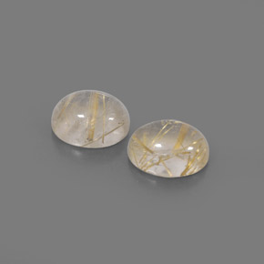 2.99 ct Yellow Rutile Quartz Gemstone, Rutile Quartz Gem in Oval Cabochon Shape for Sale.