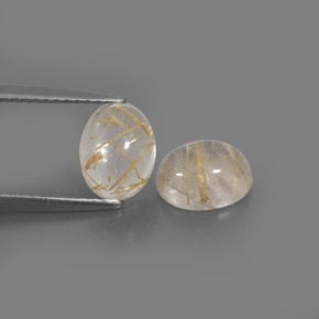 2.99 ct Yellow Rutile Quartz Stone, Natural Rutile Quartz in Oval Cabochon Shape for Sale