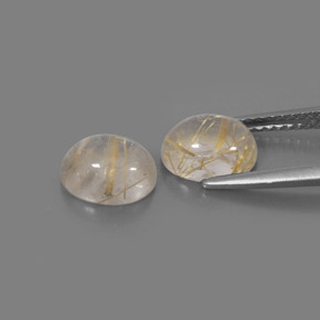 Rutile Quartz Gemstone in 8 x 6.3 mm Size for Sale, Rutile Quartz Stone in Colorless Golden Color